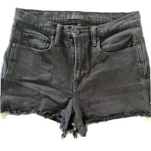 Designer Genetic Black Fringe High Waisted Denim Shorts raw hem cut offs